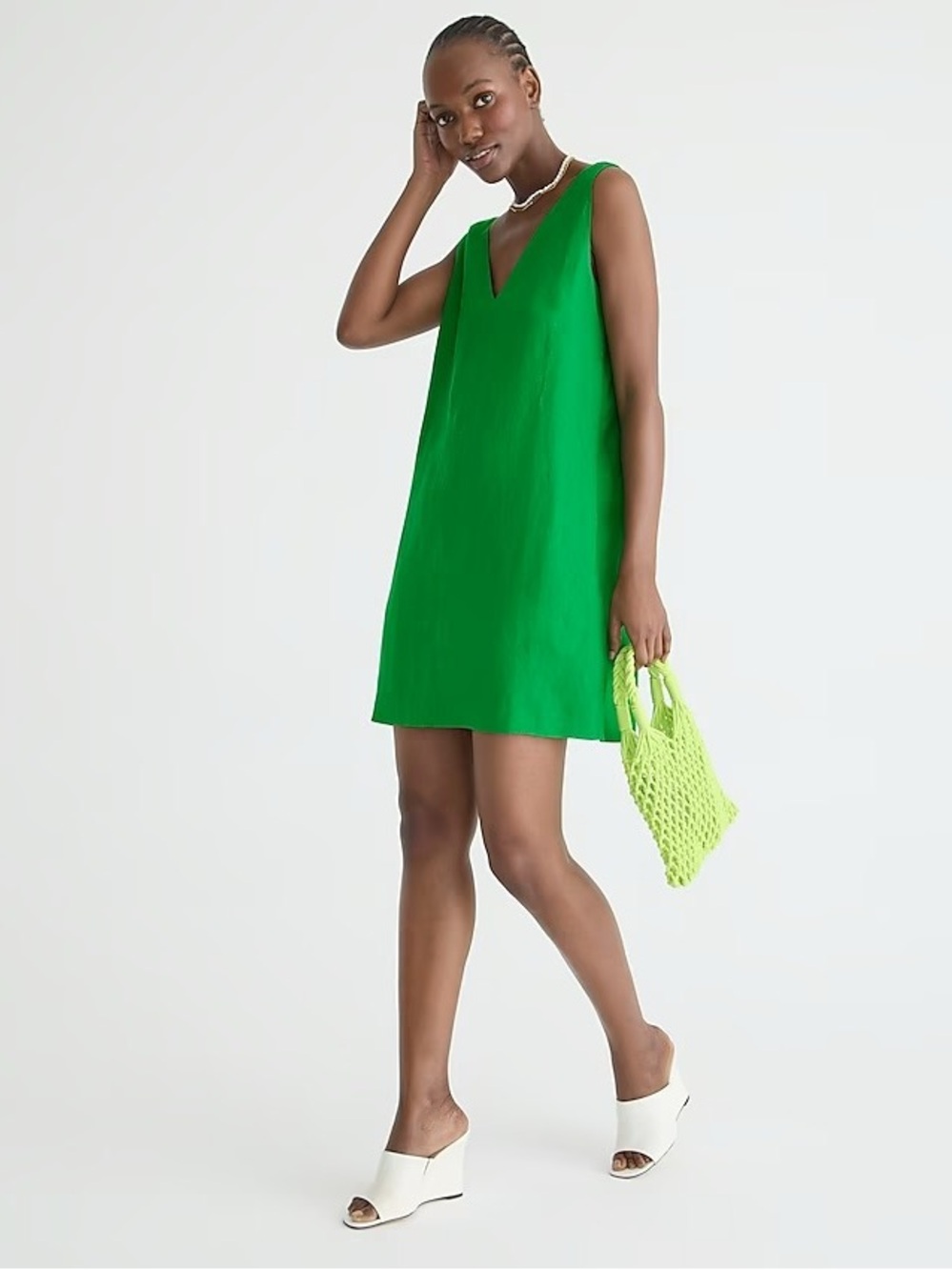 J. Crew Maxine V-Neck Shift Dress in Green NWT